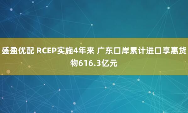 盛盈优配 RCEP实施4年来 广东口岸累计进口享惠货物616.3亿元